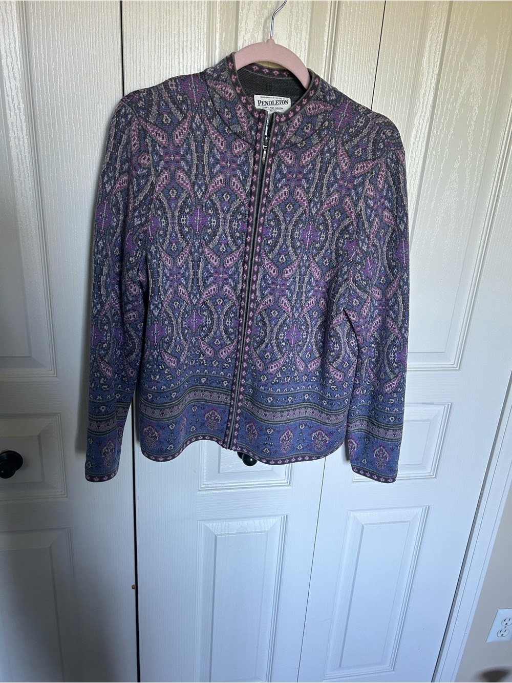 Pendleton Purple Patterned Zip Cardigan Jacket - Picture 4 of 5
